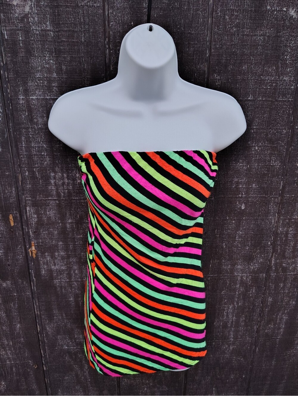 Rue 21 Neon Colors Striped Strapless Tank Top with Built-in Support